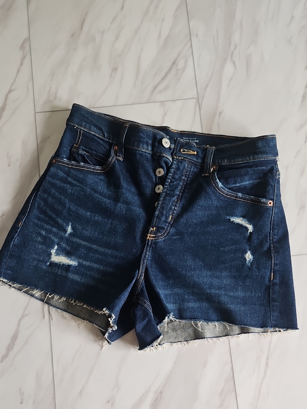 Old Navy Dark Blue Distressed Denim Shorts